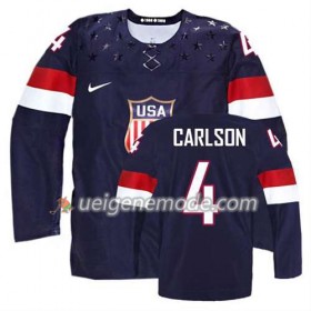 Reebok Herren Eishockey Premier Olympic-USA Team Trikot John Carlson #4 Auswärts Blau