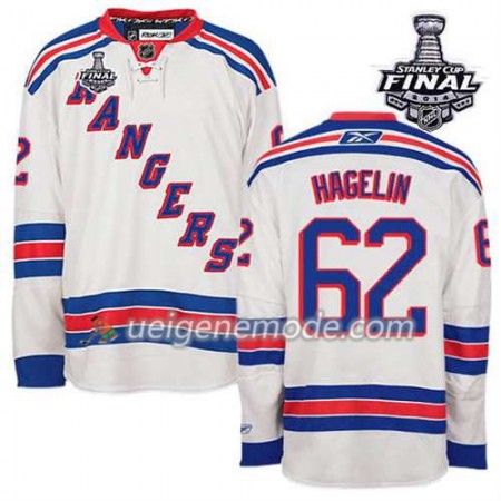 Reebok Herren Eishockey New York Rangers Trikot Carl Hagelin #62 Auswärts Weiß 2014 Stanley Cup