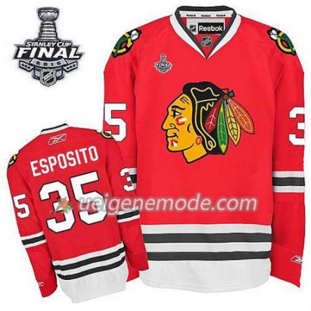 Reebok Herren Eishockey Chicago Blackhawks Trikot Tony Esposito #35 Heim Rot 2015 Stanley Cup