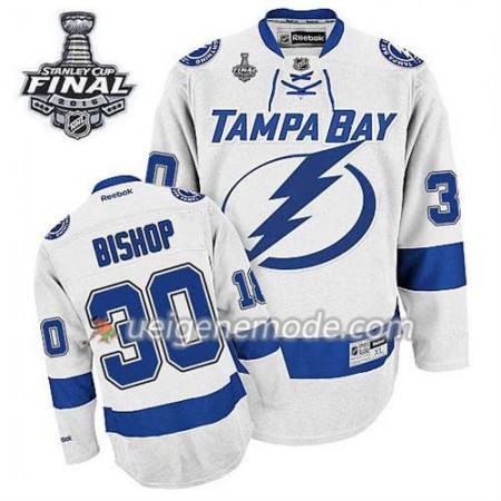 Reebok Herren Eishockey Tampa Bay Lightning Trikot Ben Bishop #30 Auswärts Weiß 2015 Stanley Cup