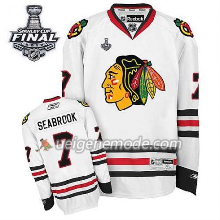 Reebok Herren Eishockey Chicago Blackhawks Trikot Brent Seabrook #7 Weiß Auswärts 2015 Stanley Cup