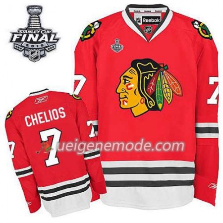 Reebok Herren Eishockey Chicago Blackhawks Trikot Chris Chelios #7 Heim Rot 2015 Stanley Cup