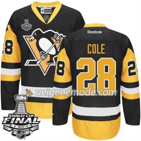 Reebok Eishockey Pittsburgh Penguins Trikot Ian Cole #28 Schwarz Ausweich 2016 Stanley Cup