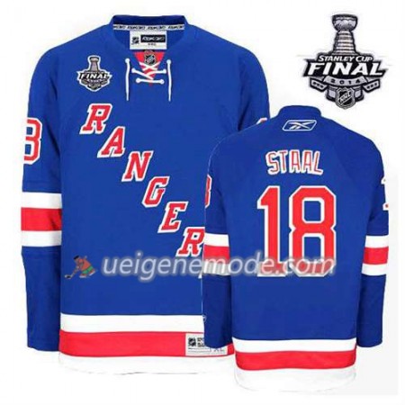Reebok Herren Eishockey New York Rangers Trikot Marc Staal #18 Heim Blau 2014 Stanley Cup