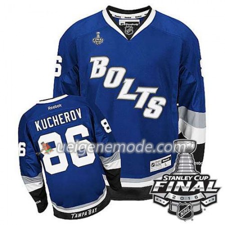 Reebok Eishockey Tampa Bay Lightning Trikot Nikita Kucherov #86 Bleu Ausweich 2016 Stanley Cup