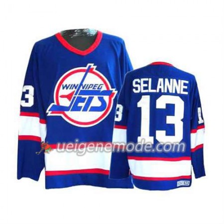 Reebok Herren Eishockey Winnipeg Jets Trikot Teemu Selanne #13 Bleu Weiß