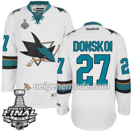 Reebok Eishockey San Jose Sharks Trikot Joonas Donskoi #27 Weiß Auswärts 2016 Stanley Cup