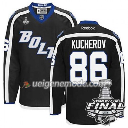 Reebok Eishockey Tampa Bay Lightning Trikot Nikita Kucherov #86 Schwarz Ausweich 2016 Stanley Cup