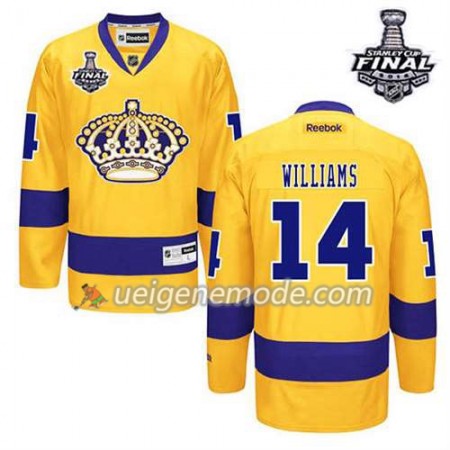 Reebok Herren Eishockey Los Angeles Kings Trikot Justin Williams #14 Ausweich Gold 2014 Stanley Cup