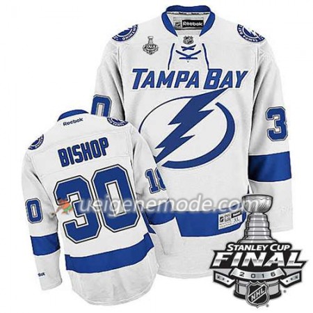 Reebok Eishockey Tampa Bay Lightning Trikot Ben Bishop #30 Weiß Auswärts 2016 Stanley Cup