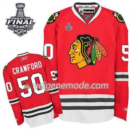 Reebok Herren Eishockey Chicago Blackhawks Trikot Corey Crawford #50 Heim Rot 2015 Stanley Cup