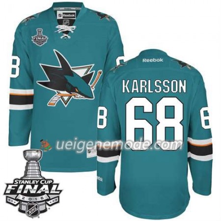 Reebok Eishockey San Jose Sharks Trikot Melker Karlsson #68 Teal Heim 2016 Stanley Cup
