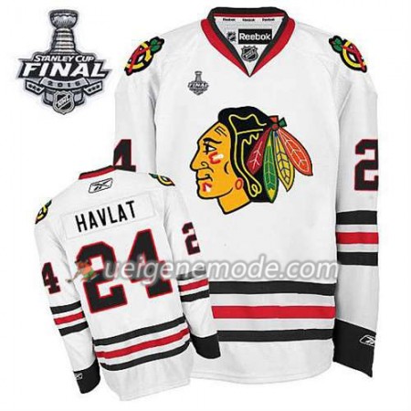 Reebok Herren Eishockey Chicago Blackhawks Trikot Martin Havlat #24 Auswärts Weiß 2015 Stanley Cup