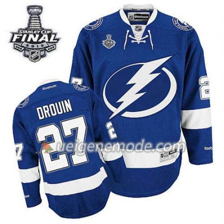 Reebok Herren Eishockey Tampa Bay Lightning Trikot Jonathan Drouin #27 Heim Blau 2015 Stanley Cup