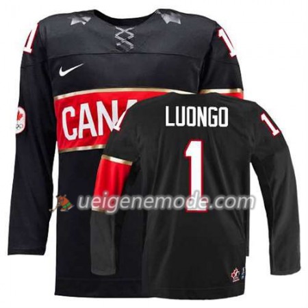 Kinder Eishockey Olympic-Canada Team Trikot Roberto Luongo #1 Ausweich Schwarz