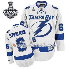 Reebok Herren Eishockey Tampa Bay Lightning Trikot Anton Stralman #6 Auswärts Weiß 2015 Stanley Cup