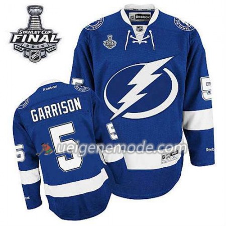 Reebok Herren Eishockey Tampa Bay Lightning Trikot Jason Garrison #5 Heim Blau 2015 Stanley Cup